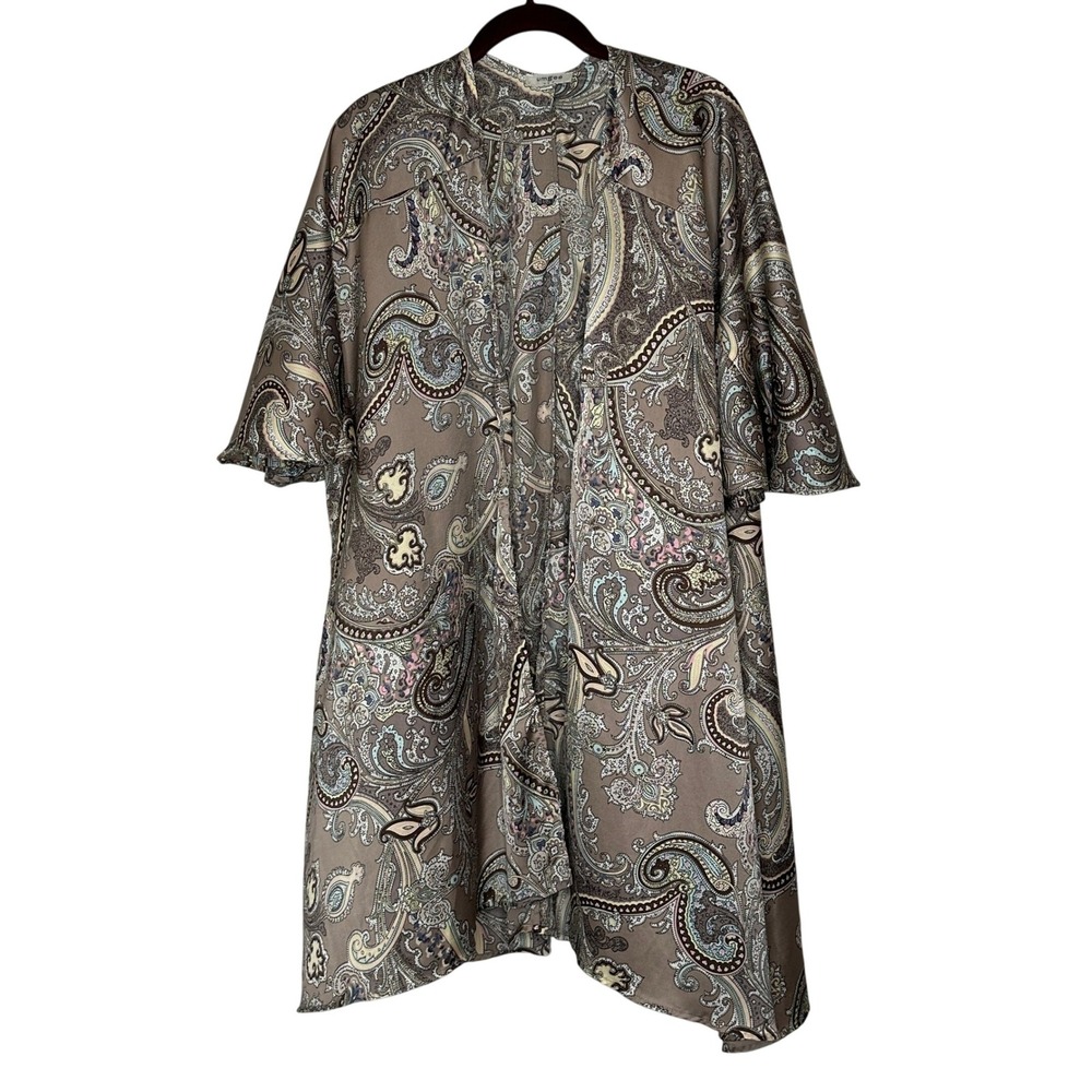 Umgee USA‎ Paisley Kimono Cardigan Duster Brown Blue Pink S M